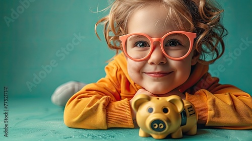 A teacher who teaches children the basics of financial literacy, solid color background, 4k, ultra hd