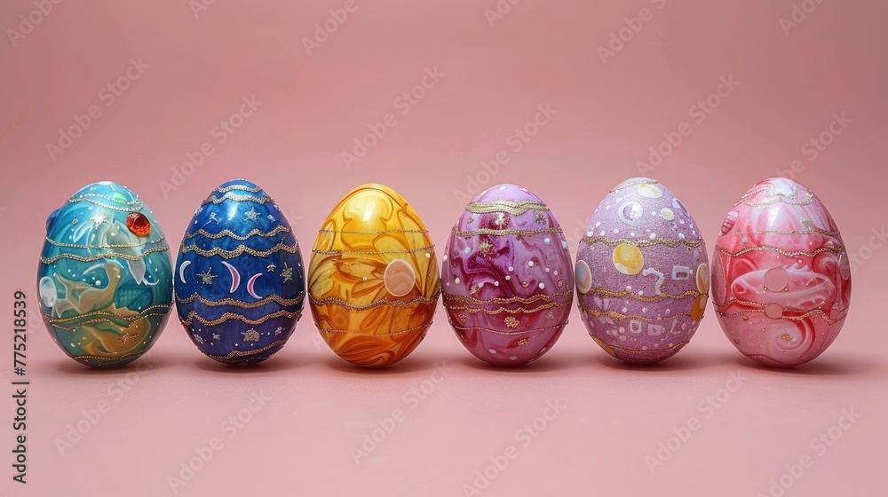 Easter eggs with images of zodiac signs, solid color background, 4k, ultra hd Easter eggs with images of zodiac signs, solid color background, 4k, ultra hd