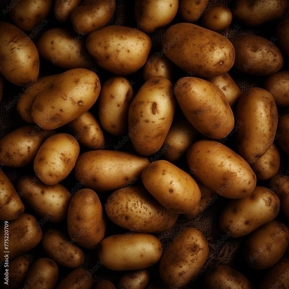 set of potatoes on background сreated with Generative Ai set of potatoes on background сreated with Generative Ai