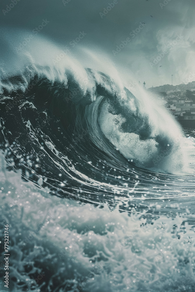 Raging Ocean Fury, Crashing Waves in Stormy Weather