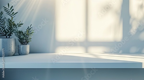 serene beauty of a white windowsill bathed in evening light  creating a cool tone. Focus on the smooth  unblemished surface  evoking a tranquil ambience in this close-up shot