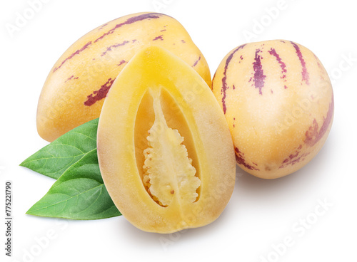 Pepino melon or pepino dulce on white background. File contains clipping path.