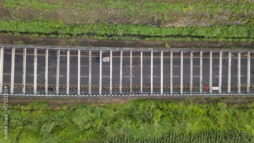 Aerial view of Lingkar Nagreg Open Tunnel in Bandung, West Java, Indonesia photo