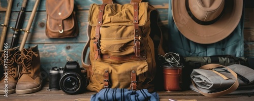Camping trip packing, anticipation in every item, escape planned photo