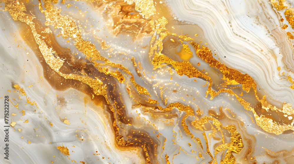 Luxury gold marble ink paper textures on white background. Chaotic abstract organic design.