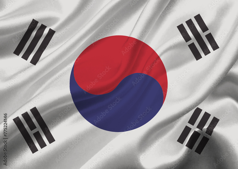 South korea flag waving in the wind.