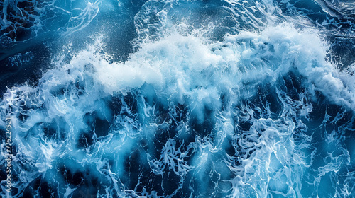 Drone Shot, Stunning deep blue Ocean Waves Crashing