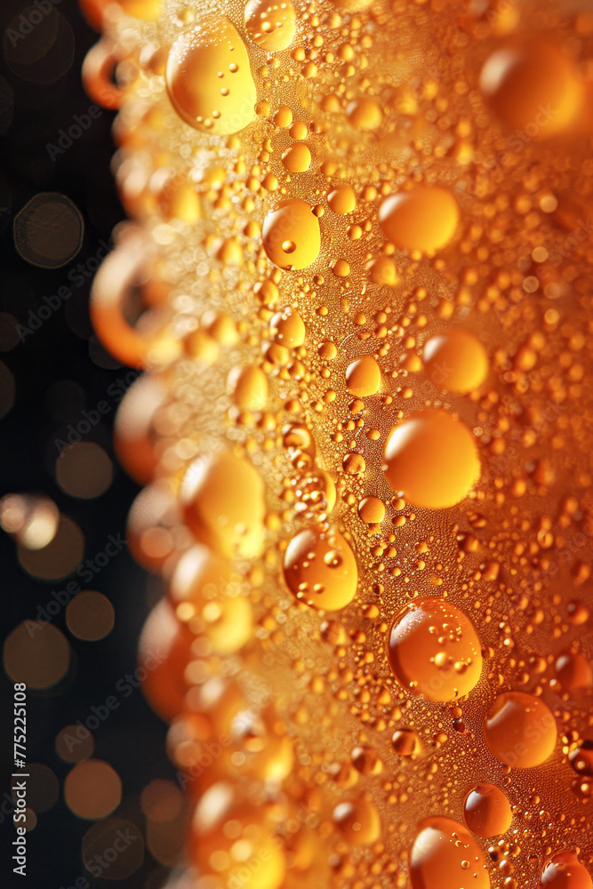 A close up of a glass of beer with droplets of water on the side. The droplets are small and round, and the overall effect is somewhat blurry. Concept of motion and energy A close up of a glass of beer with droplets of water on the side. The droplets are small and round, and the overall effect is somewhat blurry. Concept of motion and energy