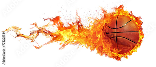Flaming basketball in motion isolated on transparent background © David