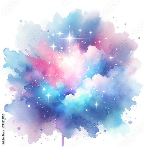 Celestial Watercolor Splash with Stars Watercolor Clipart Isolated
