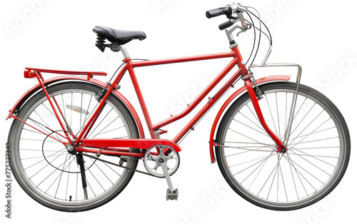Vintage red bicycle isolated on transparent background