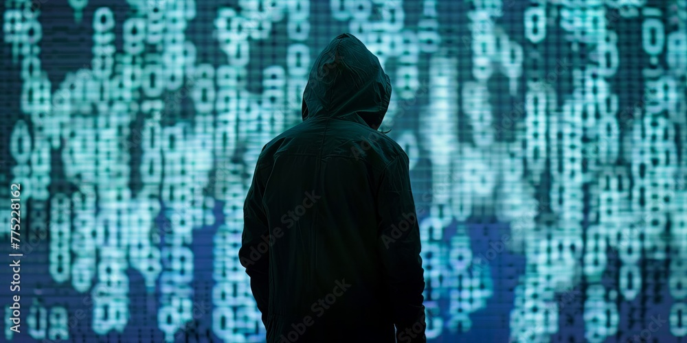 A hacker operates in the shadow of anonymity, a digital dance on the edge of cybersecurity