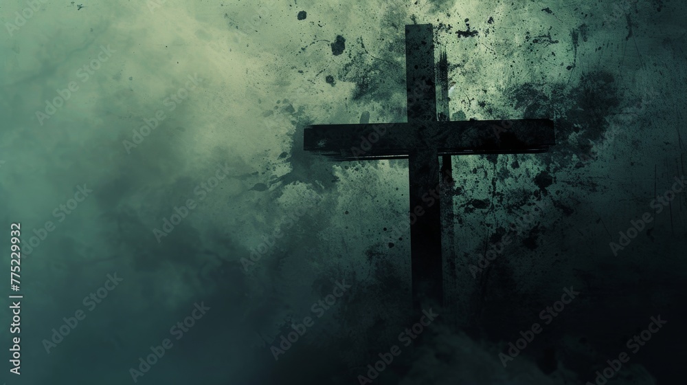 Grunge style cross against a textured background