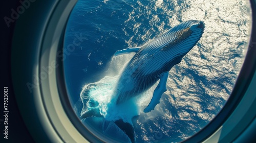 Whale as seen through airplane window