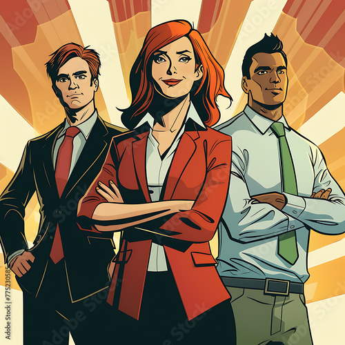 Work or Office Place Illustration in Comic Book Style Suitable for HR Handbook or Web