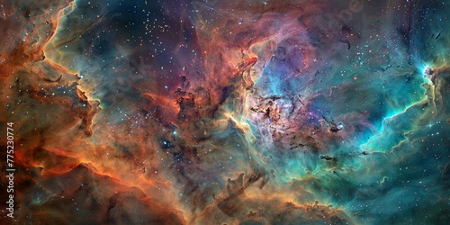 Colors of the cosmos a nebula swirls in space, a spectacle of celestial art photo