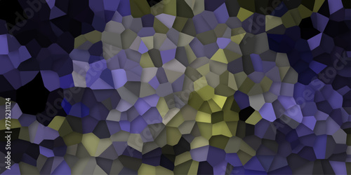 Abstract Seamless Multicolor Broken Stained-Glass Geometric Retro Tiles Pattern Quartz Crystal 3D Voronoi Diagram for Fabric Printing, Website Bg, Presentations, Brochures, & Luxury/Premium Packaging.