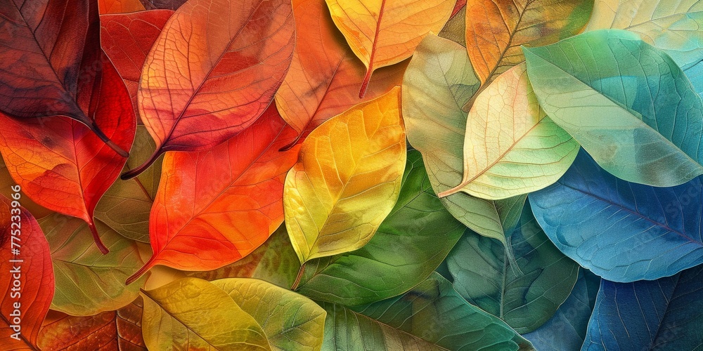 The art of abstraction in leaves, painted with a color gradient that speaks to the soul