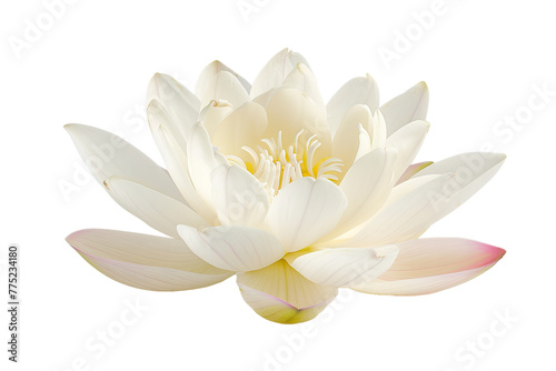 Serene White Lotus Flower Isolated on White Transparent Background, PNG 