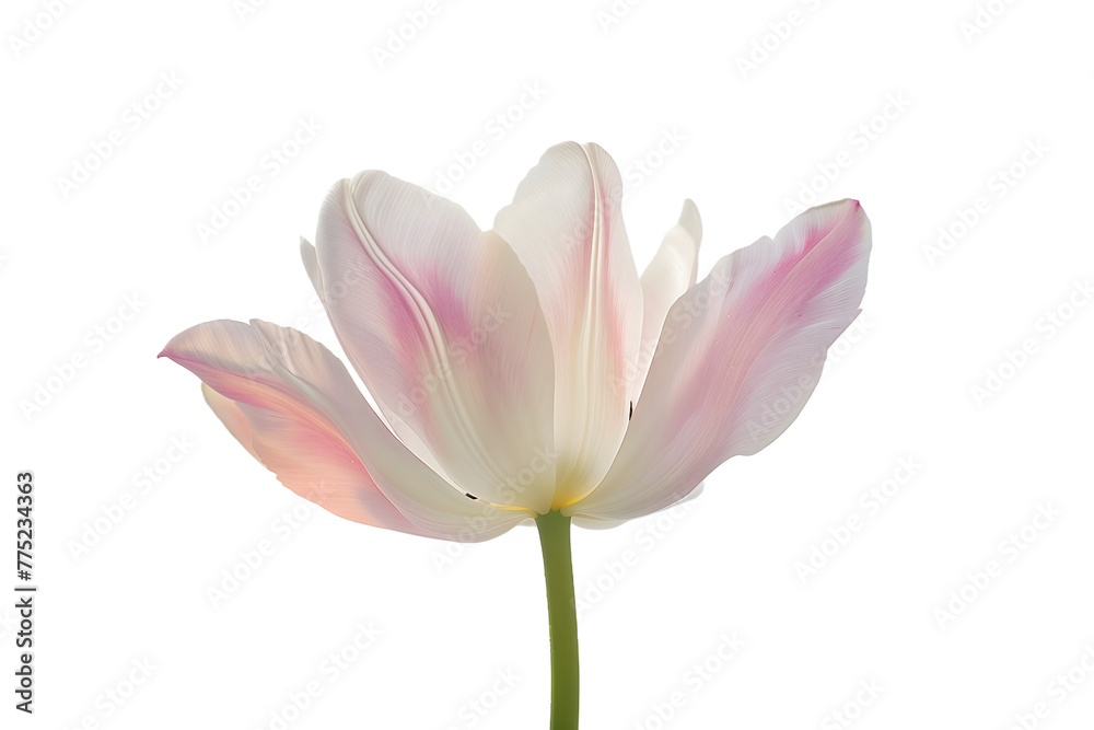 Delicate Pink-White Tulip Isolated on White Transparent Background, PNG
