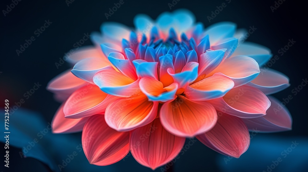 Fototapeta premium Vibrant colored dahlia close-up with dark background