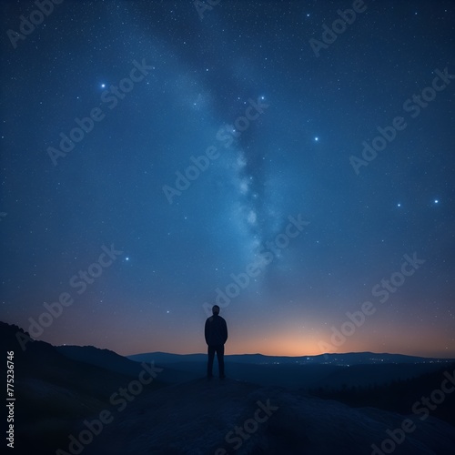 Silhouetted person against the mesmerizing Milky Way, showcasing the contrast between human existence and the infinite universe