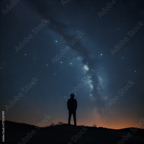 Silhouetted person against the mesmerizing Milky Way, showcasing the contrast between human existence and the infinite universe