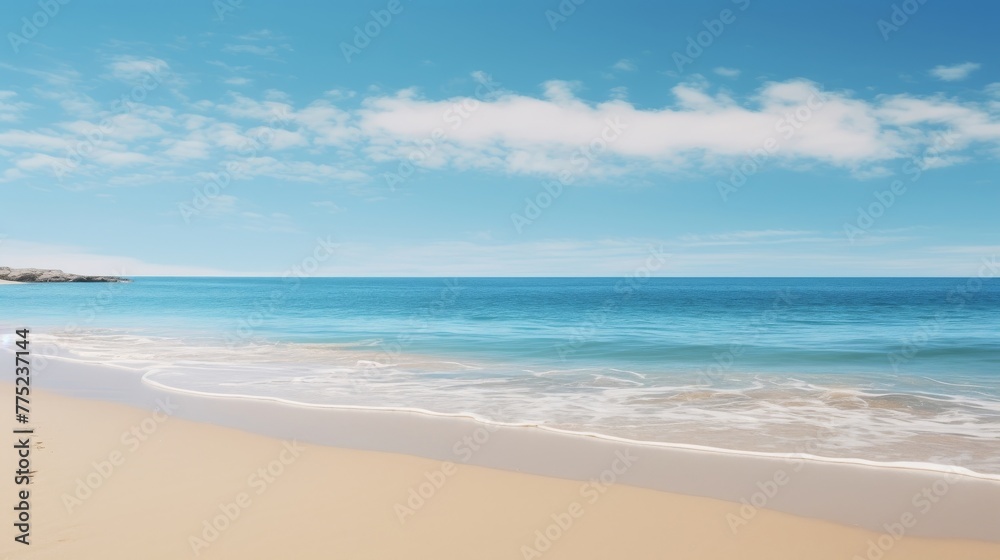 Tranquil beach in nature with clear blue sky above