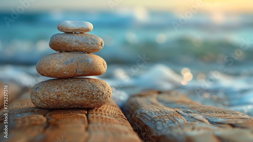 Stack of Rocks on Beach