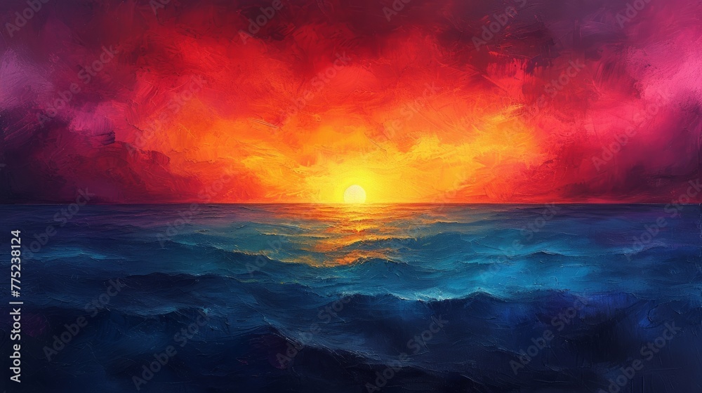 Vibrant sunset over the ocean