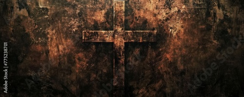 Aged cross with grunge texture