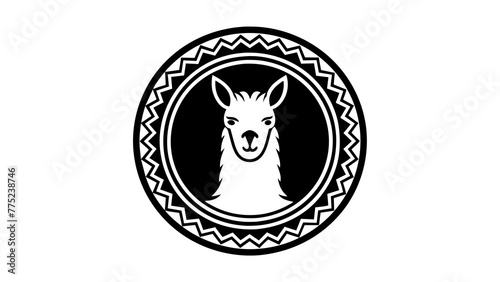 a-llama-icon-in-ciecle-logo vector illustration