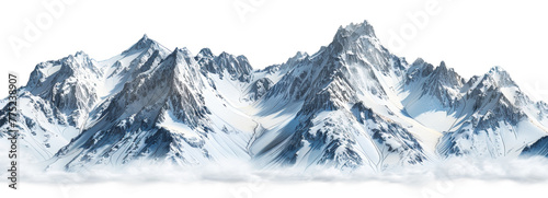 Majestic mountain range with scenic landscape and clear sky isolated on transparent background