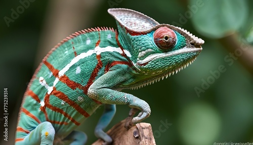 A Chameleon With Its Eyes Focused Intently On Prey