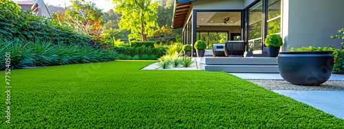 Lush green grass texture, outdoor natural carpet, garden and landscape design