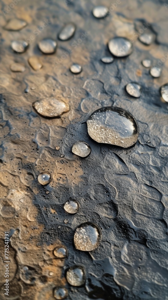 Close-up of water droplets on textured surface Close-up of water droplets on textured surface