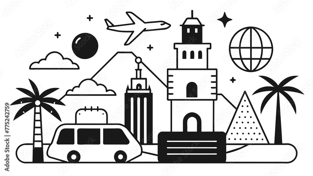 travel-and-tourism-icon-set-on-white-background- vector illustration