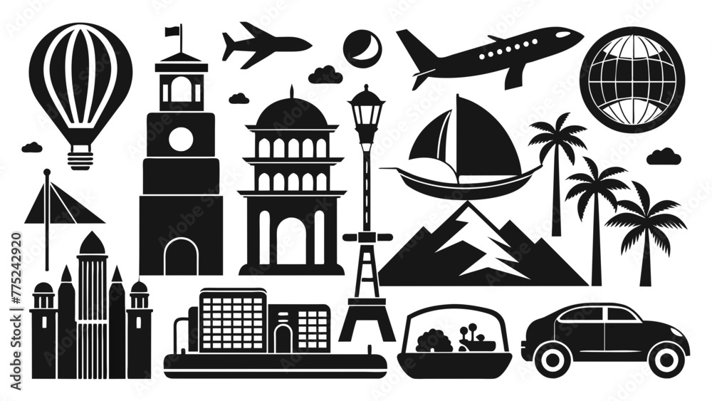 Naklejka premium travel-and-tourism-icon-set-on-white-background- vector illustration