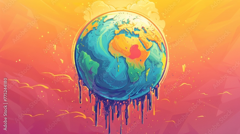 Naklejka premium Colorful melting globe illustration