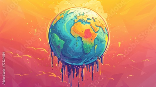 Colorful melting globe illustration