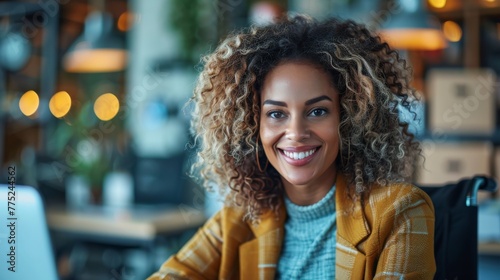 Smiling Woman With Curly Hair