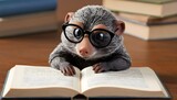 A Mole With Tiny Glasses Reading A Book