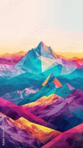 Abstract colorful mountain landscape