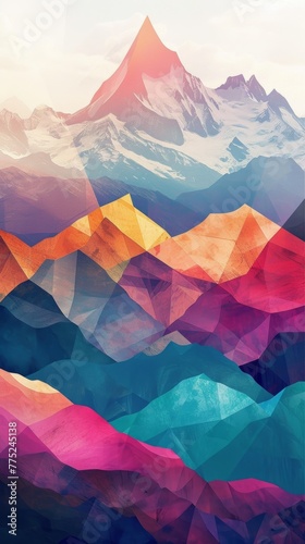 Abstract colorful mountain landscape