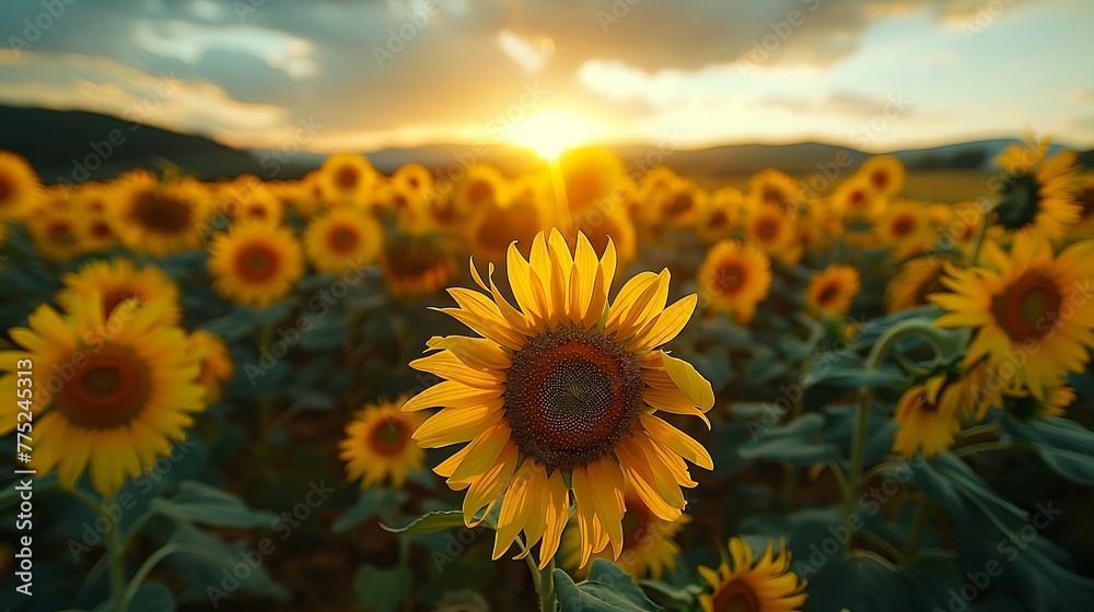 beauty of a sunflower field in full bloom