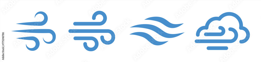 wind icon. wind icon set in blue design vector line art illustration in white background wind icon. wind icon set in blue design vector line art illustration in white background