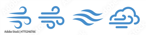 wind icon. wind icon set in blue design vector line art illustration in white background