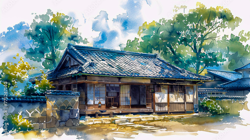 Obraz premium Japanese temple amidst nature, cultural and religious heritage, architecture and travel