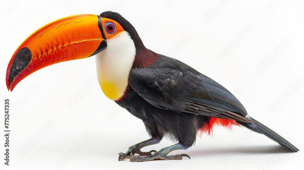 Obraz premium Colorful Toucan Bird on White Background
