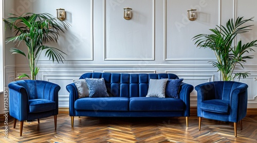 Two Chairs and a Table With Potted Plants in a Room